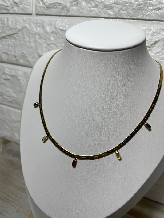Snake χρυσή αλυσίδα με πολύχρωμα zircon