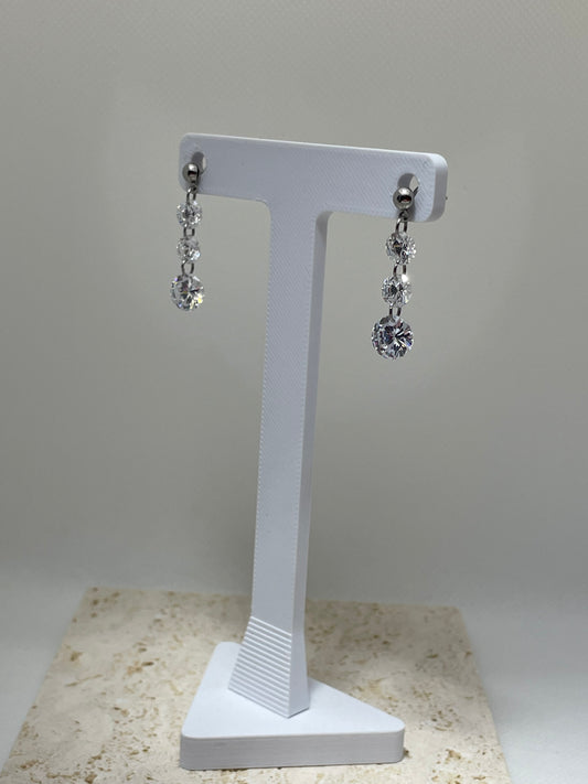 Σκουλαρίκια μπίλια με κρεμαστά ζιργκόν