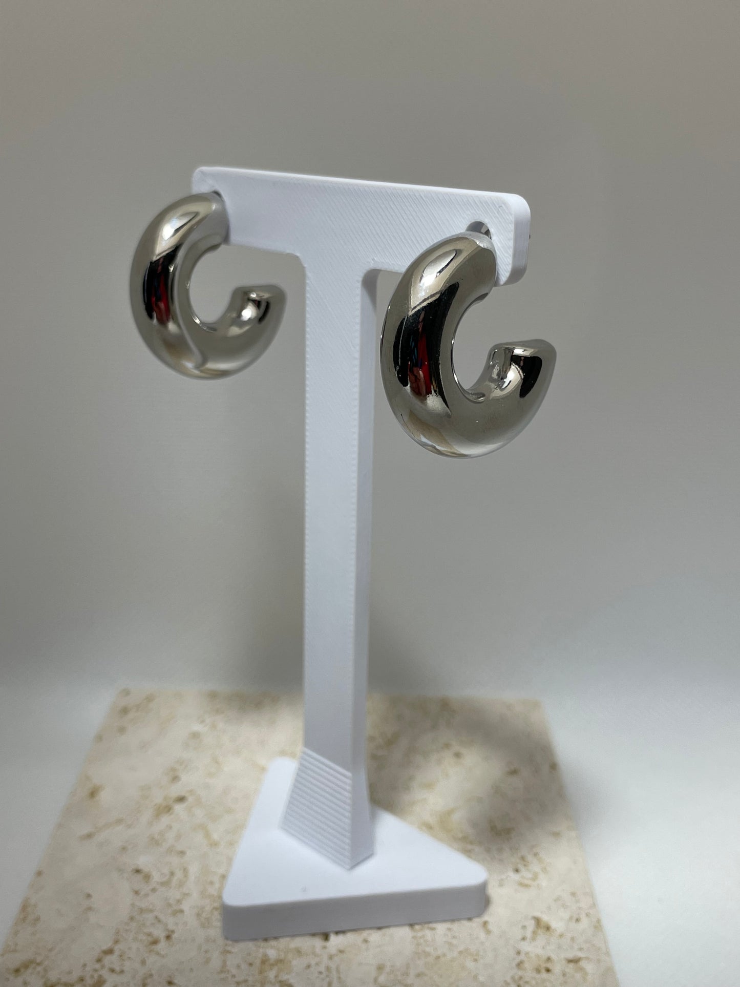 Σκουλαρίκια χοντροί ασημί κρίκοι