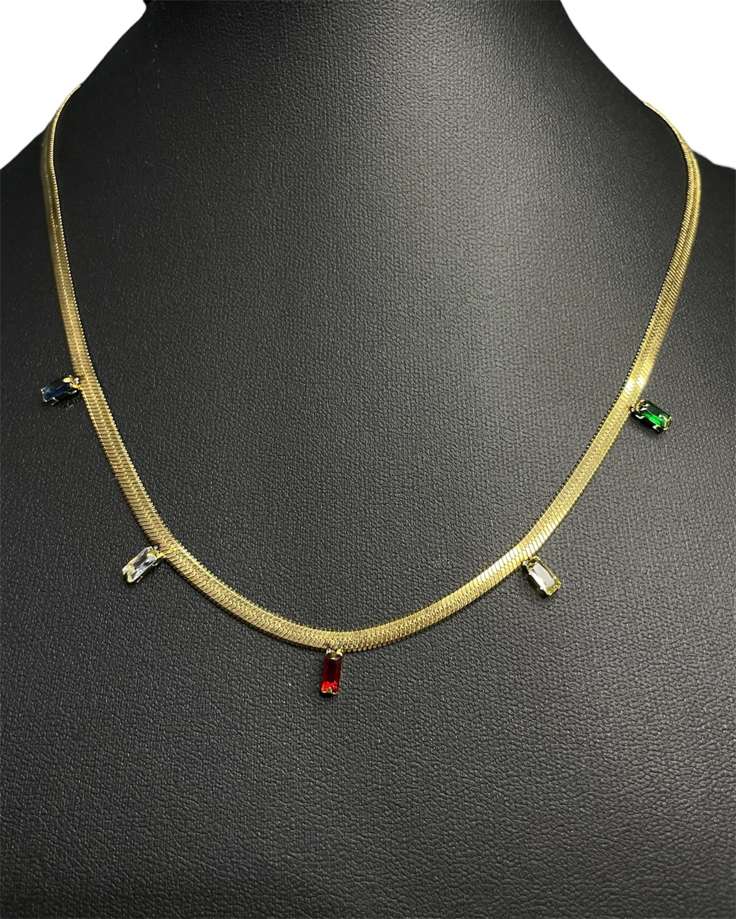 Snake χρυσή αλυσίδα με πολύχρωμα zircon