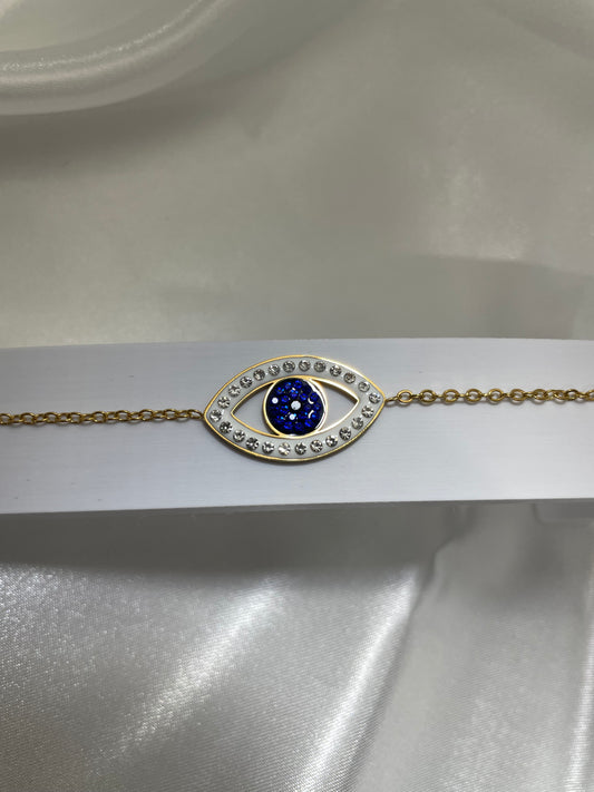 Χρυσό βραχιόλι με μπλε μάτι