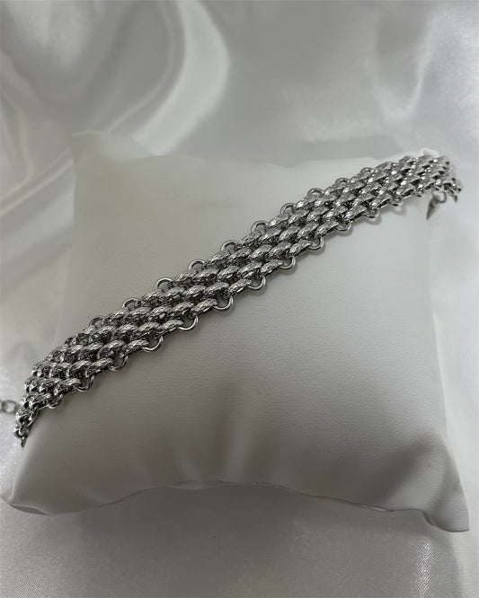 Ασημί βραχιόλι σφυρήλατη καδένα