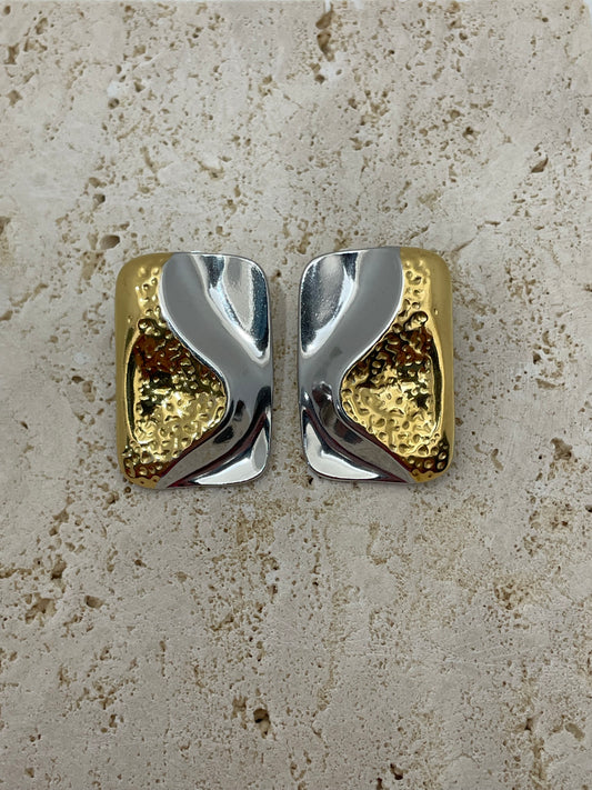 Σκουλαρίκια δίχρωμο ορθογώνιο