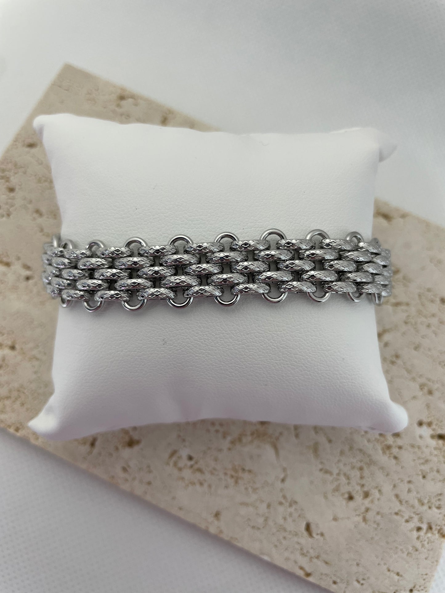 Ασημί βραχιόλι σφυρήλατη καδένα