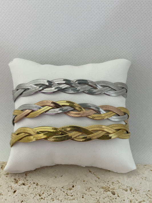 Βραχιόλι τριπλή flat snake αλυσίδα