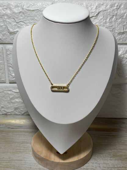 Χρυσό κολιέ με μπάρα zircon