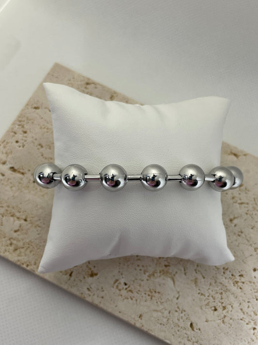 Ασημί βραχιόλι αλυσίδας με μπίλιες