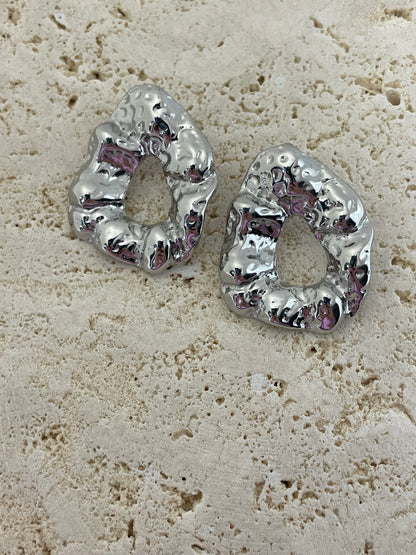 Ατσάλινα ασημί σκουλαρίκια