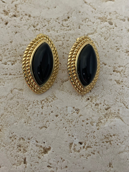 Σκουλαρίκια μαύρο και χρυσό