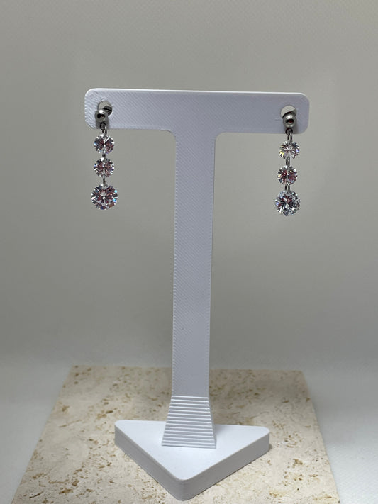 Σκουλαρίκια μπίλια με κρεμαστά ζιργκόν