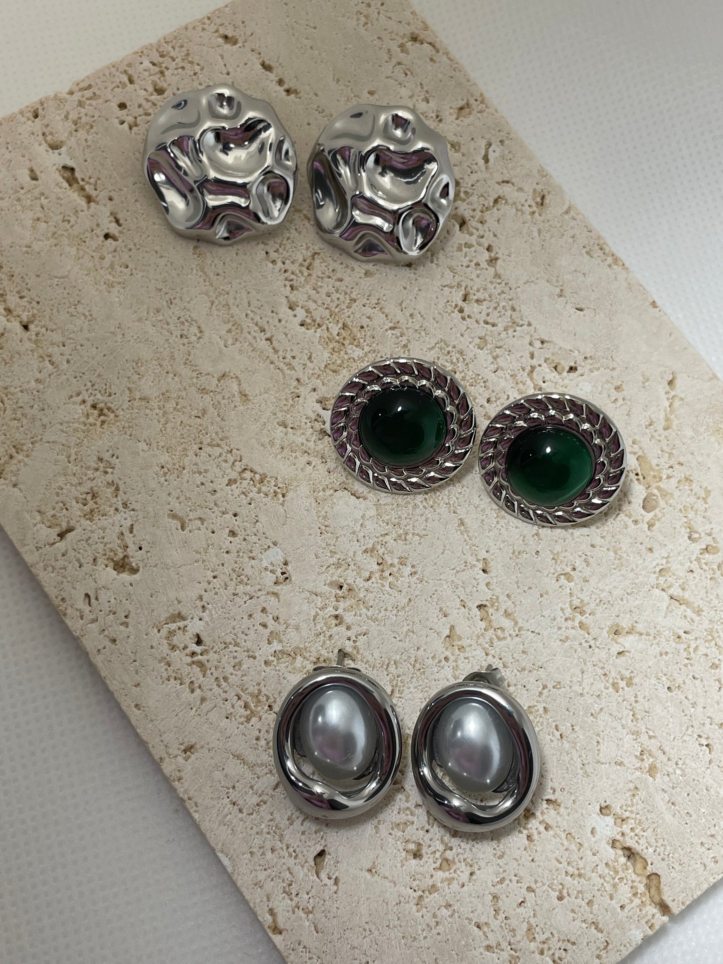 Ατσάλινα ασημί σκουλαρίκια κύκλοι