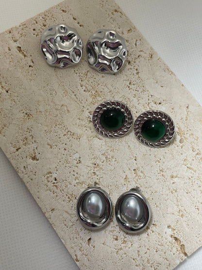 Ατσάλινα ασημί σκουλαρίκια κύκλοι