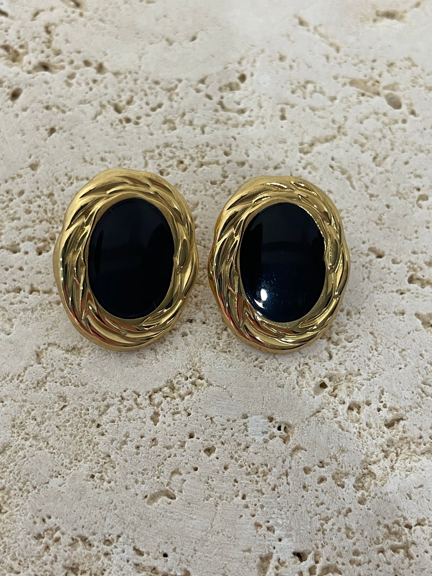 Σκουλαρίκια μαύρο και χρυσό