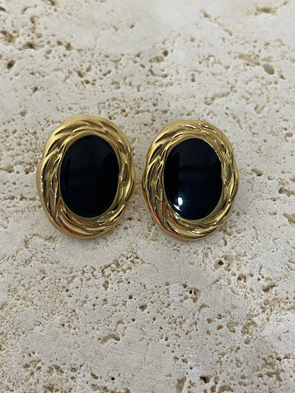 Σκουλαρίκια μαύρο και χρυσό