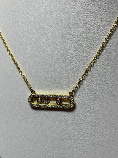 Χρυσό κολιέ με μπάρα zircon