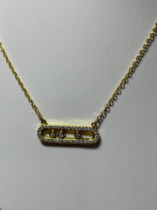 Χρυσό κολιέ με μπάρα zircon