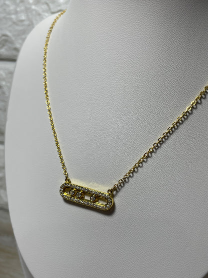 Χρυσό κολιέ με μπάρα zircon