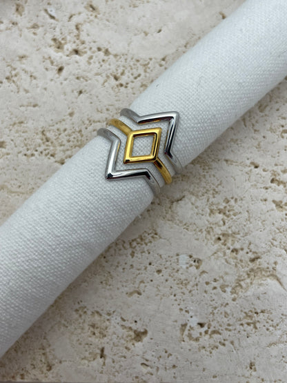 Δαχτυλίδι ρόμβοι δίχρωμο