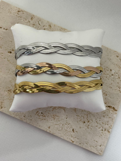 Βραχιόλι τριπλή flat snake αλυσίδα