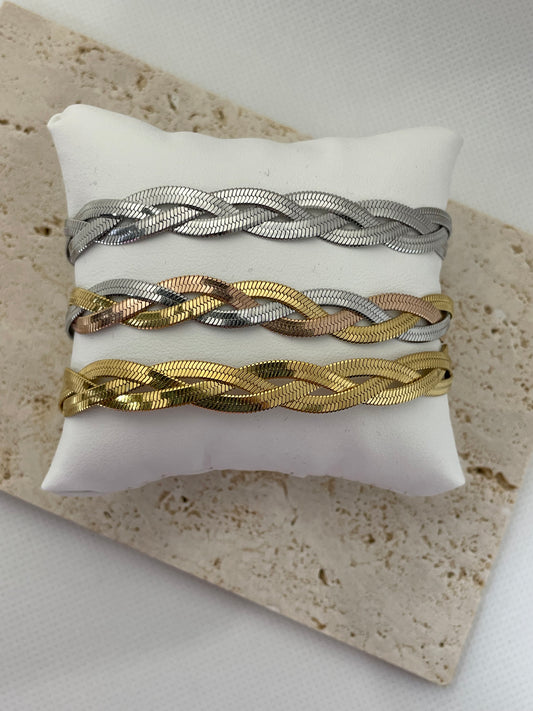 Βραχιόλι τριπλή flat snake αλυσίδα