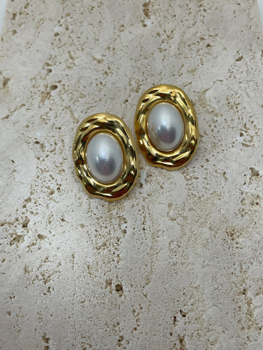 Χρυσά σκουλαρίκια με πέρλα