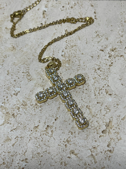 Κολιέ χρυσός σταυρός με zircon
