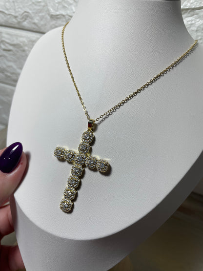 Κολιέ χρυσός σταυρός με zircon