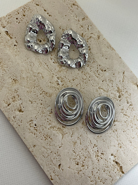 Ατσάλινα ασημί σκουλαρίκια