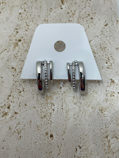 Ασημί κρίκοι με λευκό zircon