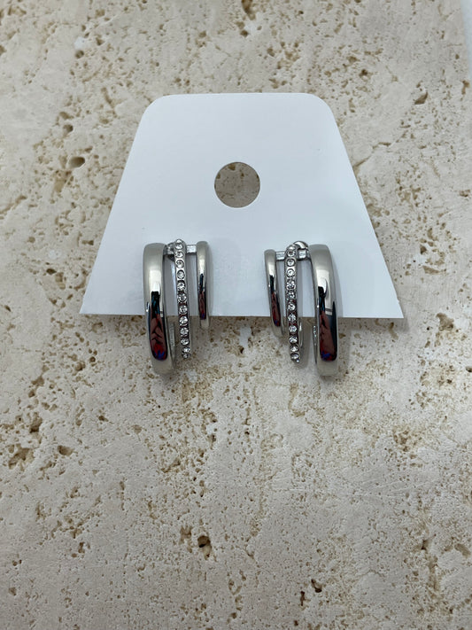 Ασημί κρίκοι με λευκό zircon