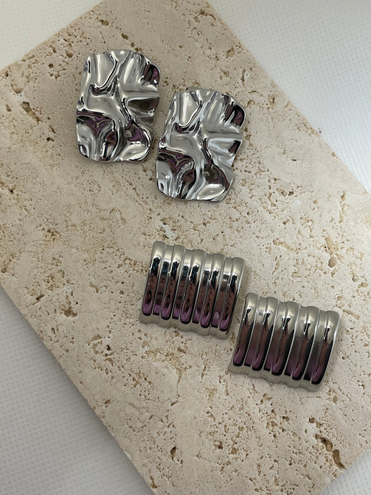 Ατσάλινα ασημί σκουλαρίκια