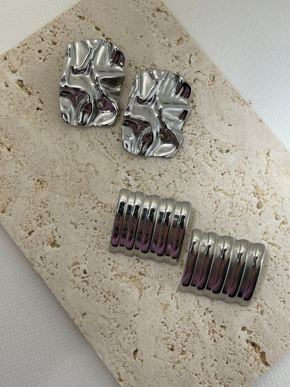 Ατσάλινα ασημί σκουλαρίκια