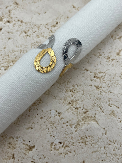 Δαχτυλίδι οβάλ κρίκοι δίχρωμο