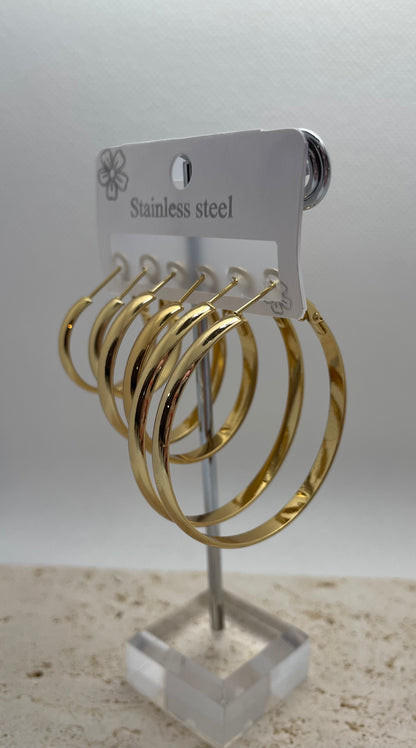 Σετ σκουλαρίκια curved κρίκοι