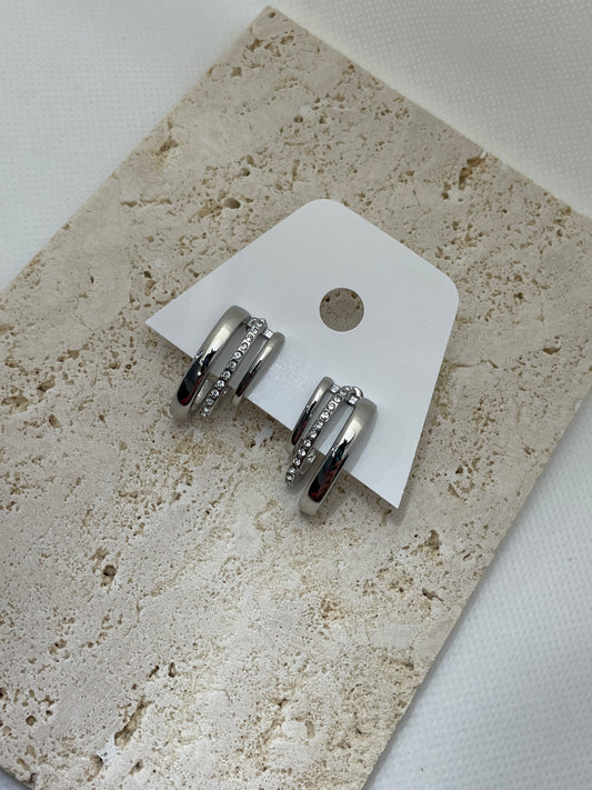 Ασημί κρίκοι με λευκό zircon