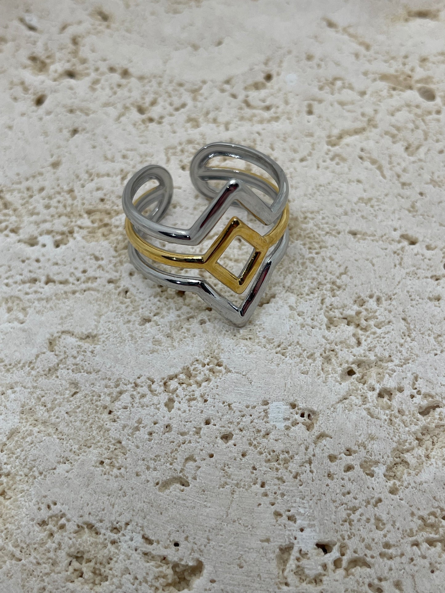 Δαχτυλίδι ρόμβοι δίχρωμο