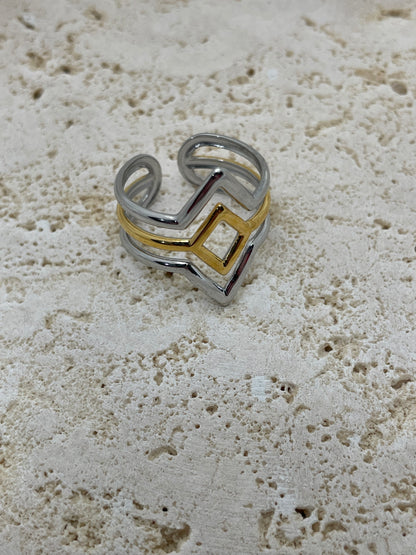 Δαχτυλίδι ρόμβοι δίχρωμο