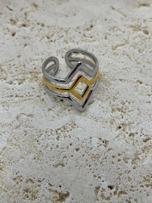 Δαχτυλίδι ρόμβοι δίχρωμο