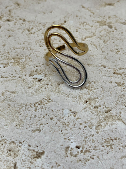 Δαχτυλίδι δίχρωμο με δύο σειρές "S"