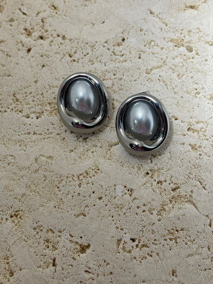 Ατσάλινα ασημί σκουλαρίκια κύκλοι