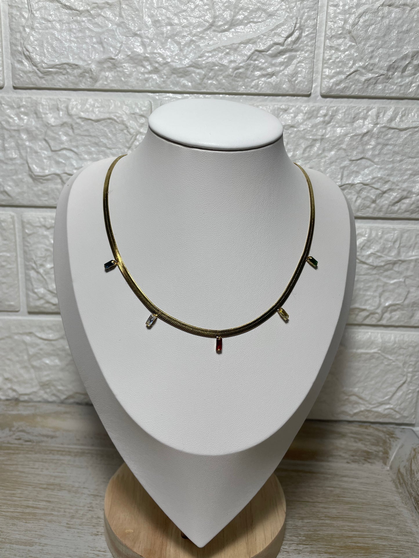 Snake χρυσή αλυσίδα με πολύχρωμα zircon