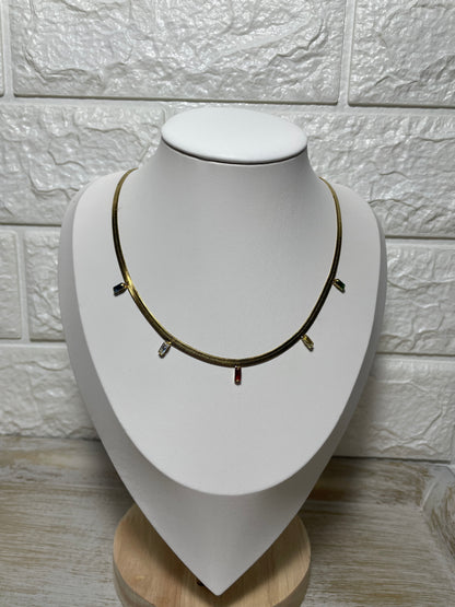 Snake χρυσή αλυσίδα με πολύχρωμα zircon