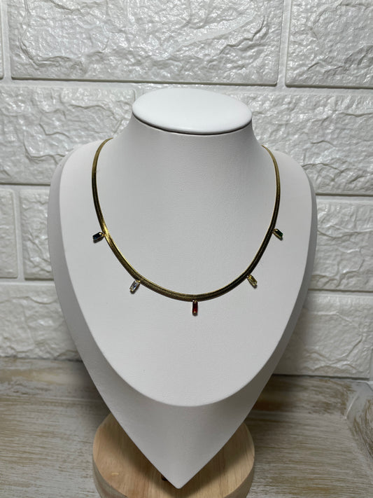 Snake χρυσή αλυσίδα με πολύχρωμα zircon