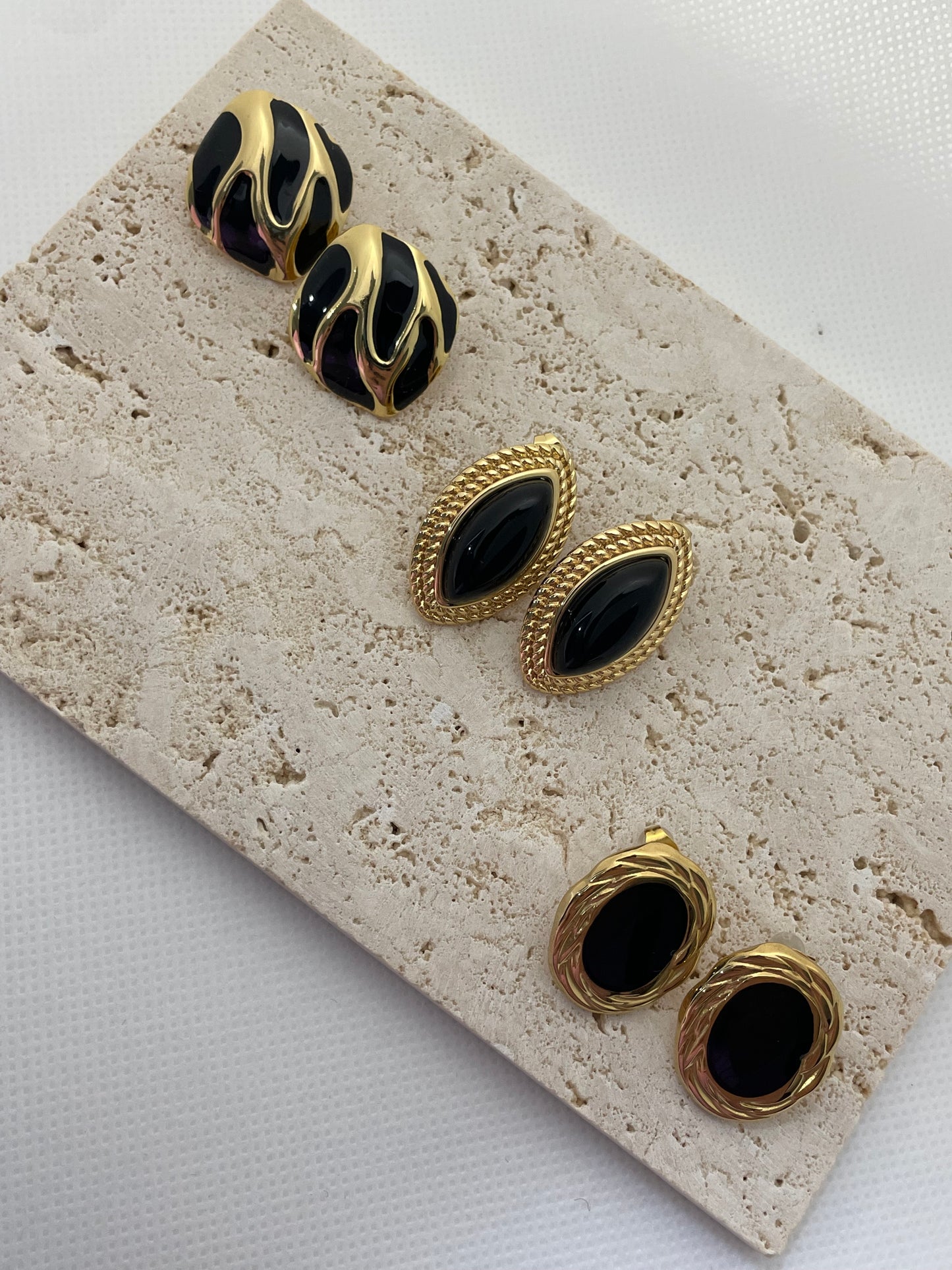 Σκουλαρίκια μαύρο και χρυσό
