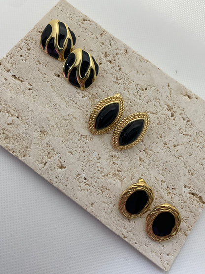 Σκουλαρίκια μαύρο και χρυσό
