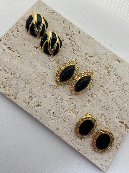 Σκουλαρίκια μαύρο και χρυσό