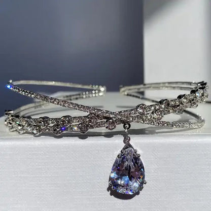 Κολιέ chocker με κρεμαστό κρύσταλλο