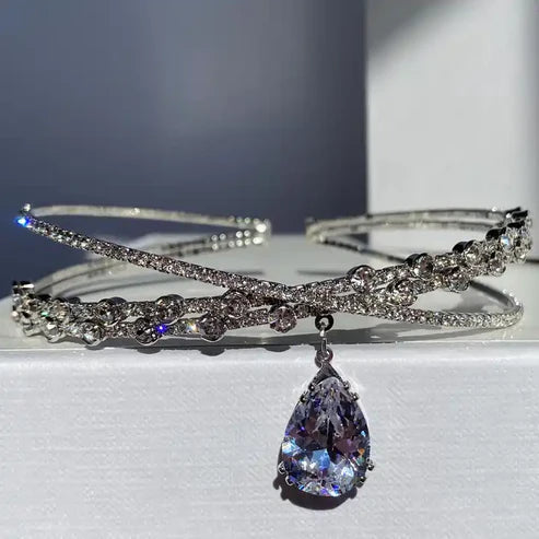 Κολιέ chocker με κρεμαστό κρύσταλλο