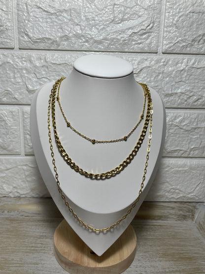 Κολιέ τριπλή χρυσή αλυσίδα