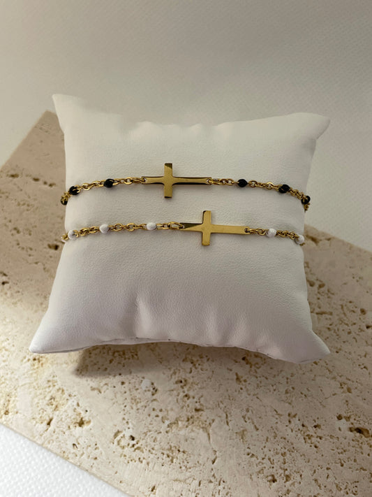 Βραχιόλι ροζάριο με σταυρό